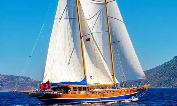 30-meter, 8-cabin Bodrum Gulet for charter.